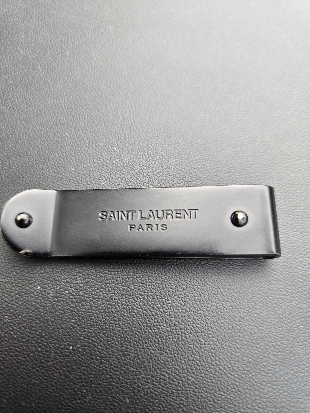 Saint Laurent Black Engraved Metal Money Clip